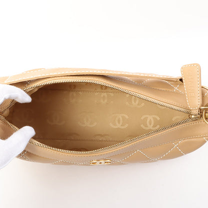 Chanel Around 2003 Made Wild Stitch Cc Mark Plate Shoulder Bag Beige