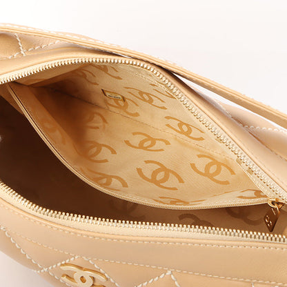 Chanel Around 2003 Made Wild Stitch Cc Mark Plate Shoulder Bag Beige