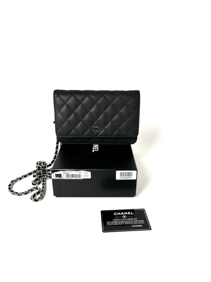 CHANEL 13S WOC Wallet on Chain Black Quilted Leather Crossbody Bag