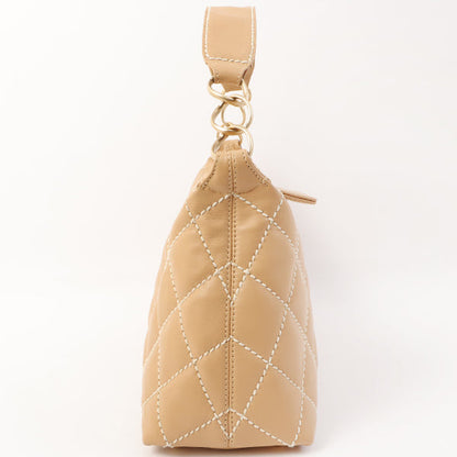 Chanel Around 2003 Made Wild Stitch Cc Mark Plate Shoulder Bag Beige