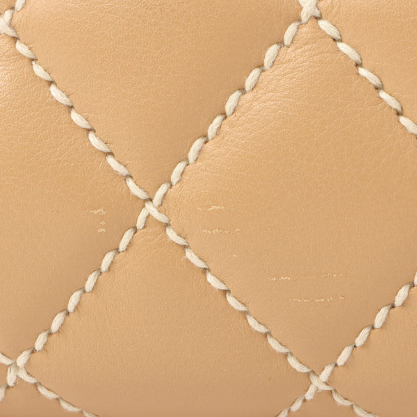 Chanel Around 2003 Made Wild Stitch Cc Mark Plate Shoulder Bag Beige