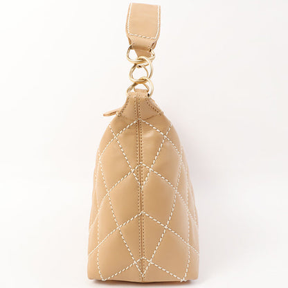 Chanel Around 2003 Made Wild Stitch Cc Mark Plate Shoulder Bag Beige