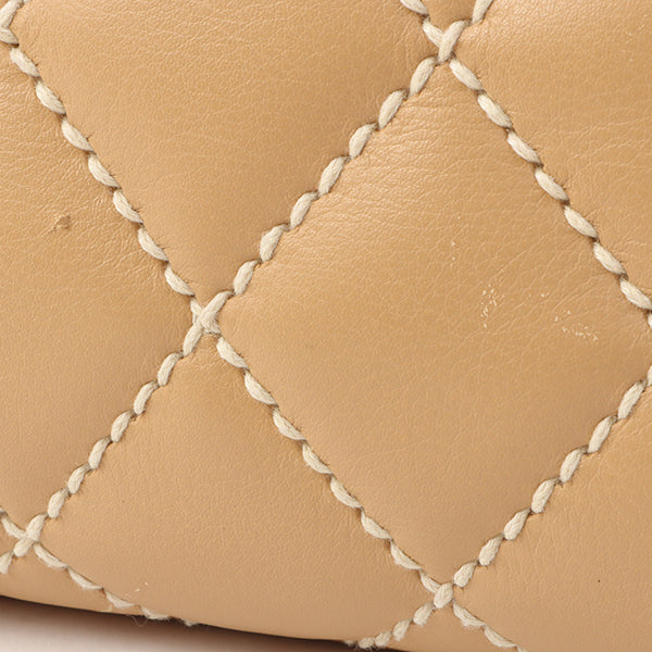 Chanel Around 2003 Made Wild Stitch Cc Mark Plate Shoulder Bag Beige