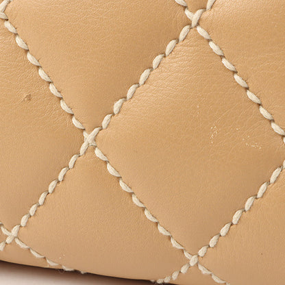 Chanel Around 2003 Made Wild Stitch Cc Mark Plate Shoulder Bag Beige