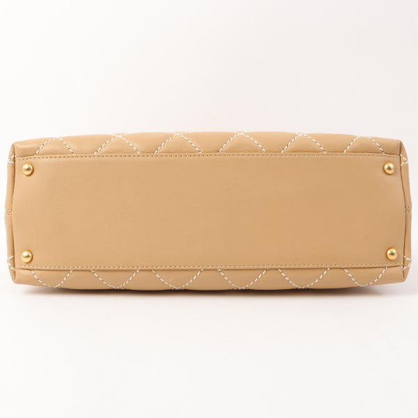 Chanel Around 2003 Made Wild Stitch Cc Mark Plate Shoulder Bag Beige