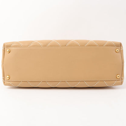 Chanel Around 2003 Made Wild Stitch Cc Mark Plate Shoulder Bag Beige