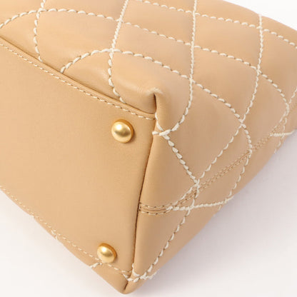 Chanel Around 2003 Made Wild Stitch Cc Mark Plate Shoulder Bag Beige