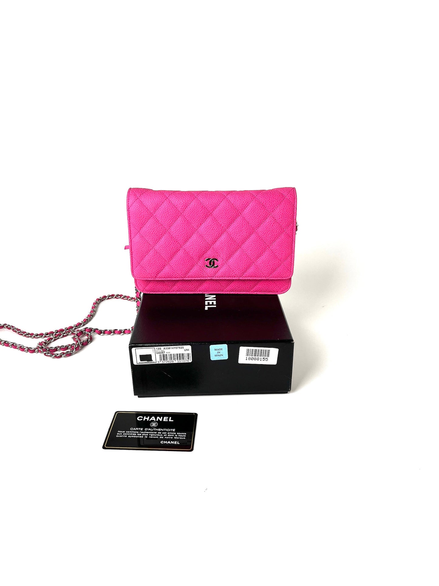 CHANEL 13S WOC Wallet on Chain Hot Pink Quilted Leather Crossbody Bag