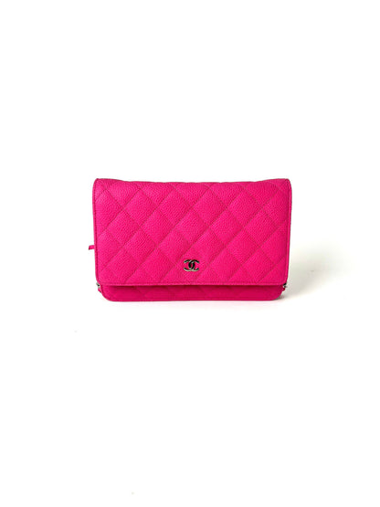 CHANEL 13S WOC Wallet on Chain Hot Pink Quilted Leather Crossbody Bag