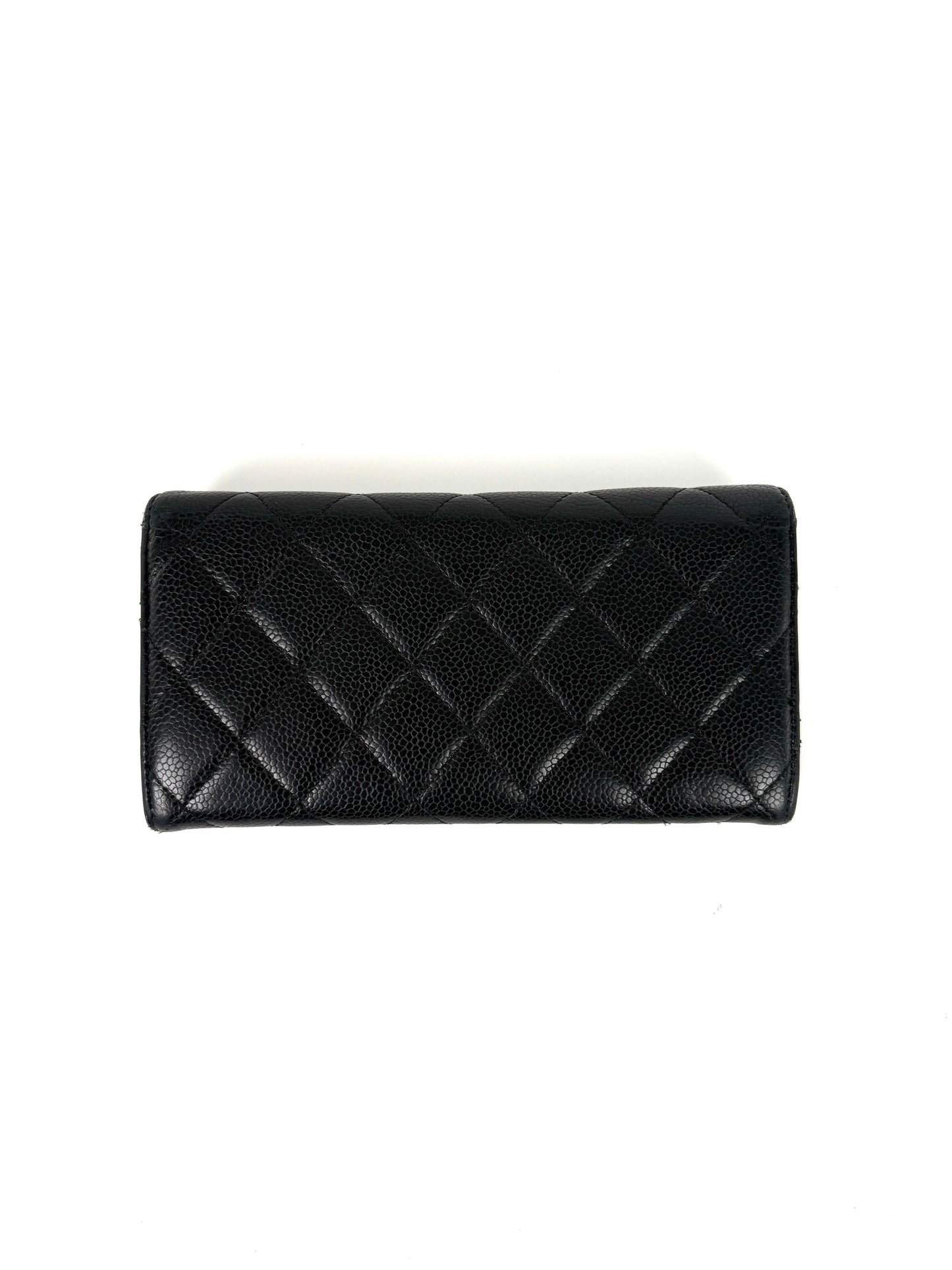 CHANEL Black Caviar Leather Flap Long Continental Wallet