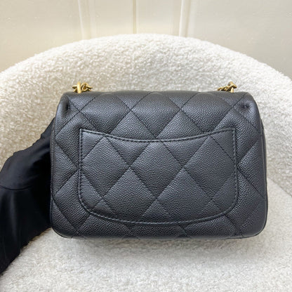[Local Set - 2023] Chanel 23P Heart Adjustable Chain Mini / Small Flap Bag in Black Caviar and AGHW (Model: AS3829)