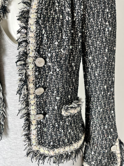 CHANEL Tweed 05A Black White Jacket Cardigan 36 4