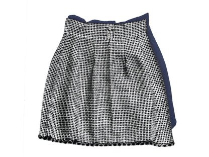 New  CHANEL 16P Black White A Line Knee Length Skirt 42 6