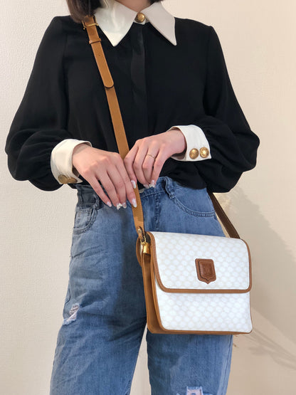 CELINE  Crowwbody Shoulderbag White Vintage Old celine 5mjbeu