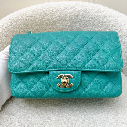 Chanel Classic Mini Rectangle Flap in Turquoise Caviar and LGHW