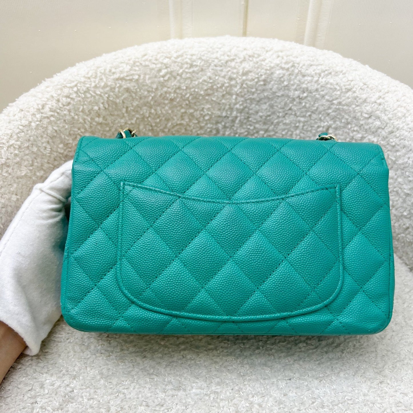 Chanel Classic Mini Rectangle Flap in Turquoise Caviar and LGHW