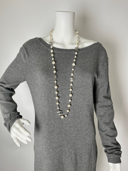 CHANEL Faux Pearl and Strass 2020 CC Long Station Classic Necklace