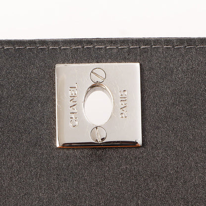 Chanel Around 2003 Made Satin Border Design Chocobar Turn-Lock Chain Bag Black