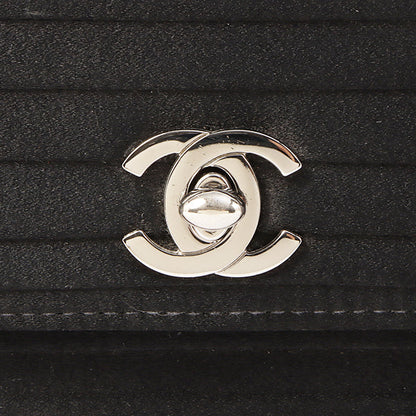 Chanel Around 2003 Made Satin Border Design Chocobar Turn-Lock Chain Bag Black