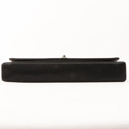 Chanel Around 2003 Made Satin Border Design Chocobar Turn-Lock Chain Bag Black