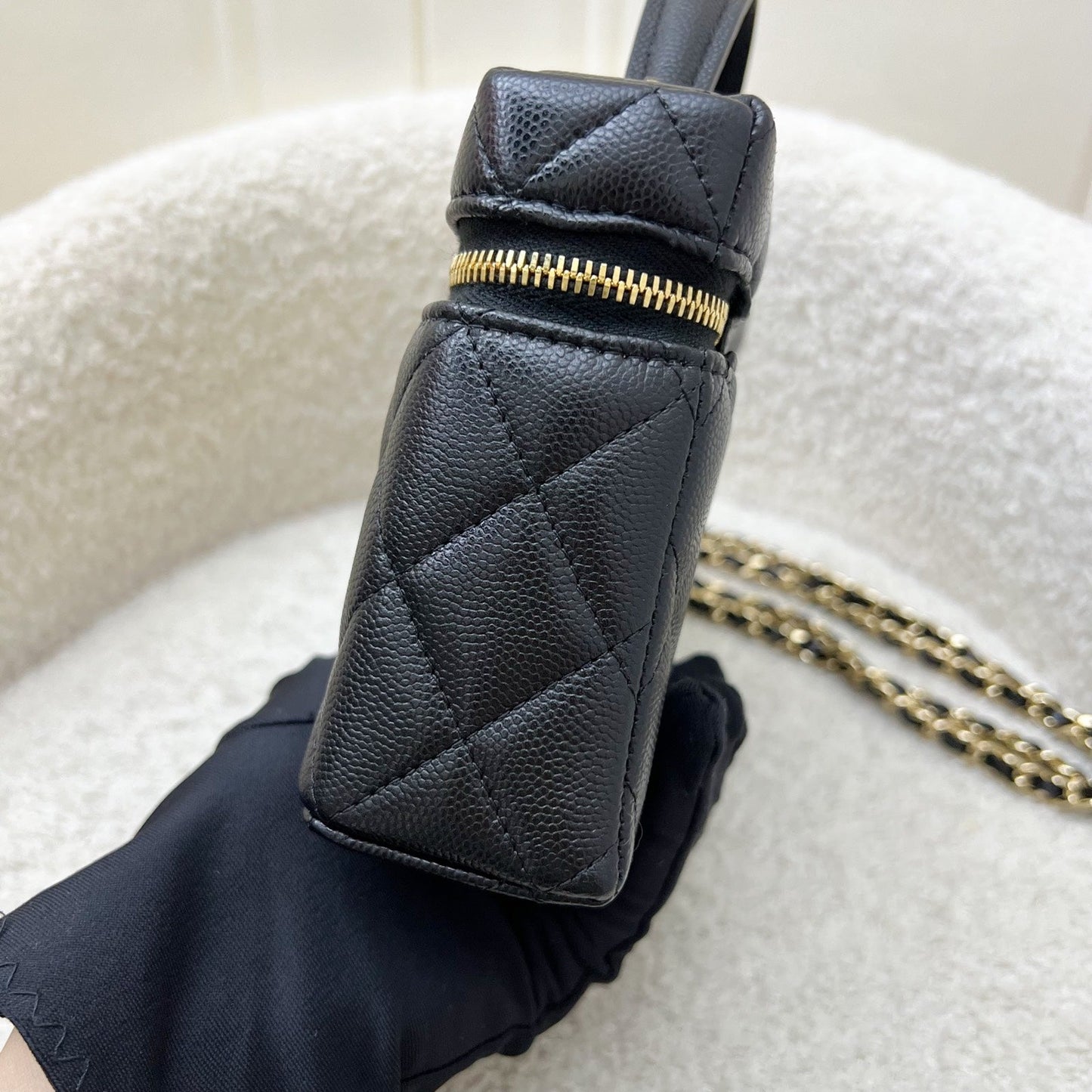 Chanel 26C Vanity / Clutch with Chain (LP Style Bag) in Black Caviar and GHW