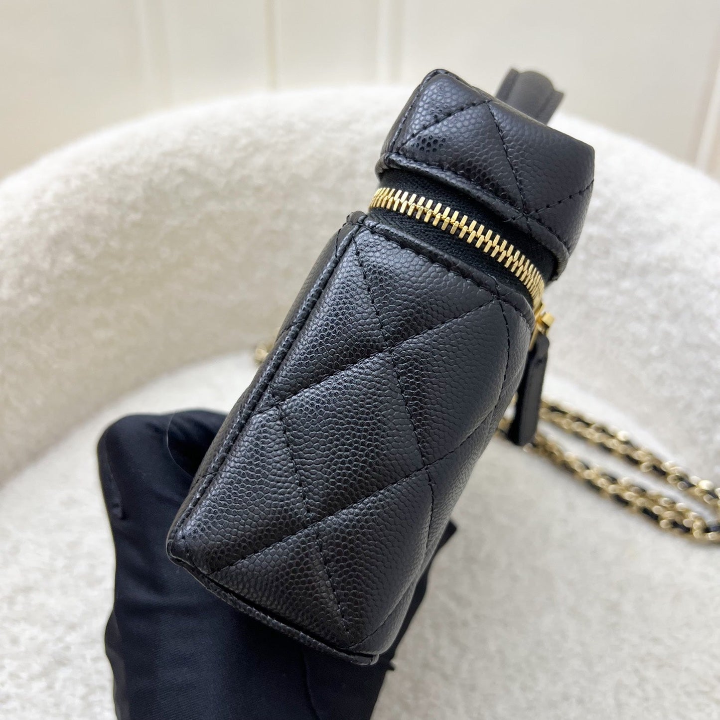 Chanel 26C Vanity / Clutch with Chain (LP Style Bag) in Black Caviar and GHW