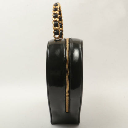 Chanel Around 1995 Made Patent Heart Cc Mark Stitch Vanity Black