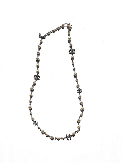 CHANEL Faux Pearl and Strass 2020 CC Long Station Classic Necklace