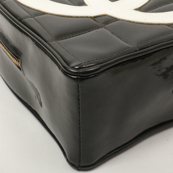 Chanel Around 1995 Made Patent Heart Cc Mark Stitch Vanity Black