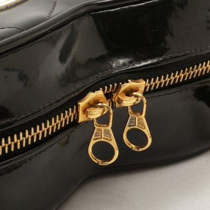 Chanel Around 1995 Made Patent Heart Cc Mark Stitch Vanity Black