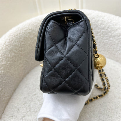 Chanel Pearl Crush Square Mini Flap in Black Lambskin and AGHW (Model: AS1786)