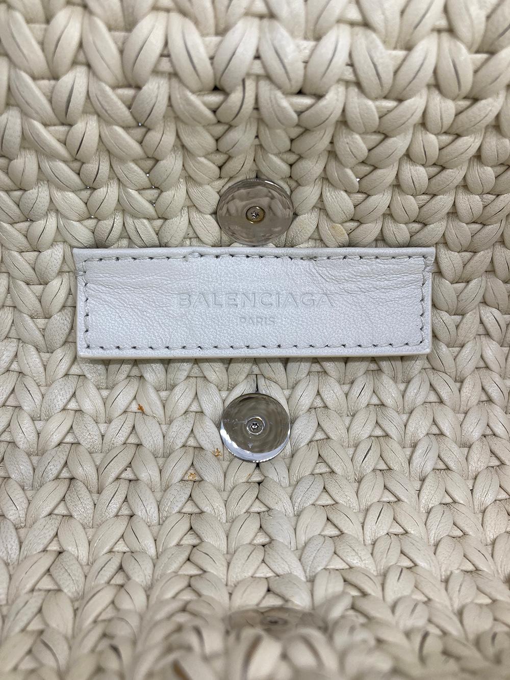 Balenciaga White Leather Tresse Fringe Clutch