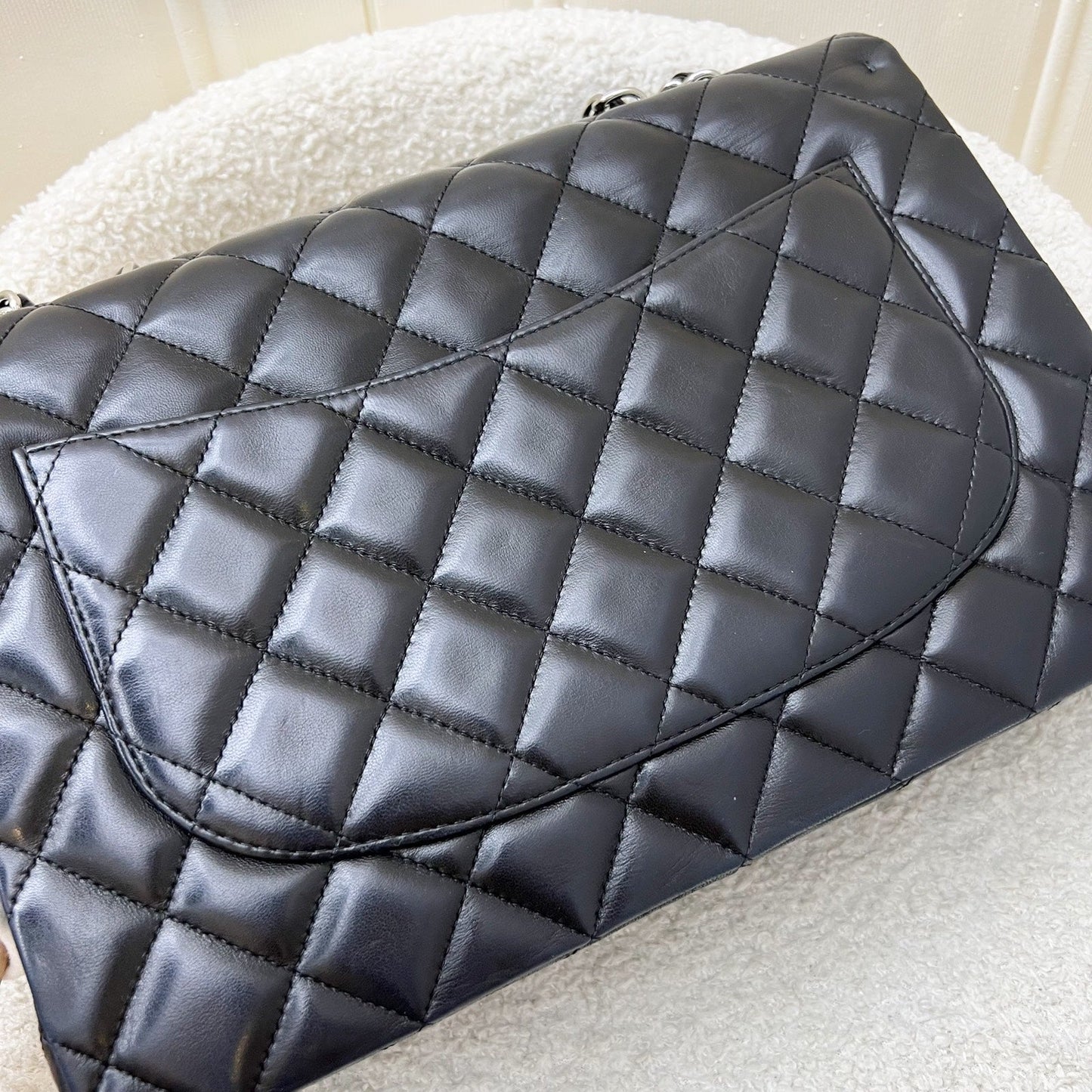 Chanel Jumbo Classic Single Flap SF in Black Lambskin and SHW