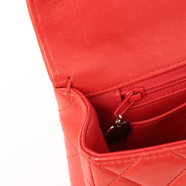 Chanel Around 1997 Made Classic Flap Top Handle Bag Red