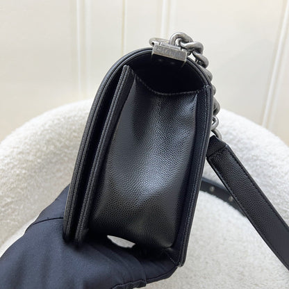 Chanel Medium 25cm Boy Flap in Black Caviar and RHW (Model: A67086)
