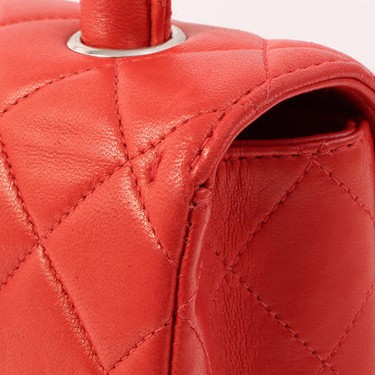 Chanel Around 1997 Made Classic Flap Top Handle Bag Red