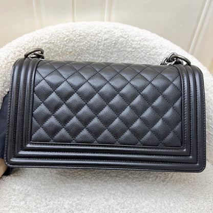 Chanel Medium 25cm Boy Flap in Black Caviar and RHW (Model: A67086)