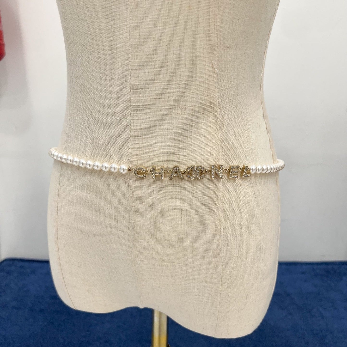Chanel 20B Pearl Waist Belt with CHANEL Logo, Diamantes and LGHW