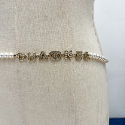 Chanel 20B Pearl Waist Belt with CHANEL Logo, Diamantes and LGHW
