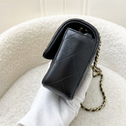 Chanel 24K Extra Mini Rectangle Classic Flap in Black Lambskin and GHW (Model: AS5219)