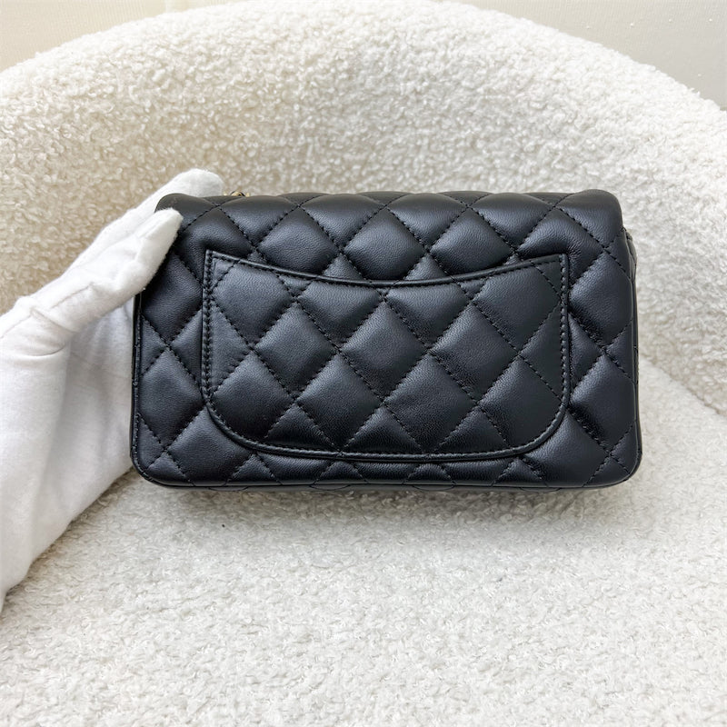 Chanel 24K Extra Mini Rectangle Classic Flap in Black Lambskin and GHW (Model: AS5219)