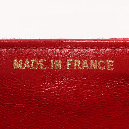 CHANEL Around 1990 Made Suede V Stitch Classic Flap Chain Bag 25Cm Red