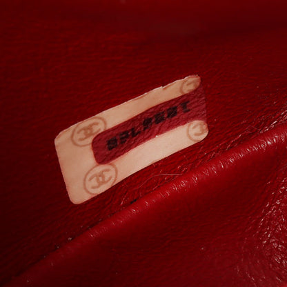 CHANEL Around 1990 Made Suede V Stitch Classic Flap Chain Bag 25Cm Red