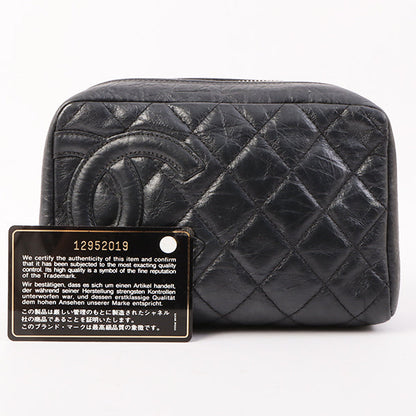 Chanel Around 2008 Made Cambon Pouch Black