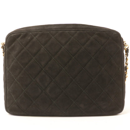 Chanel Around 1990 Made Suede Cc Mark Stitch Fringe Chain Bag Black