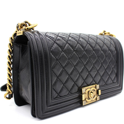 Quilted Glazed Calfskin Medium Boy Bag