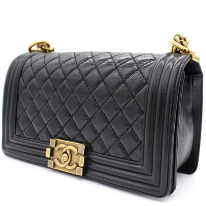 Quilted Glazed Calfskin Medium Boy Bag