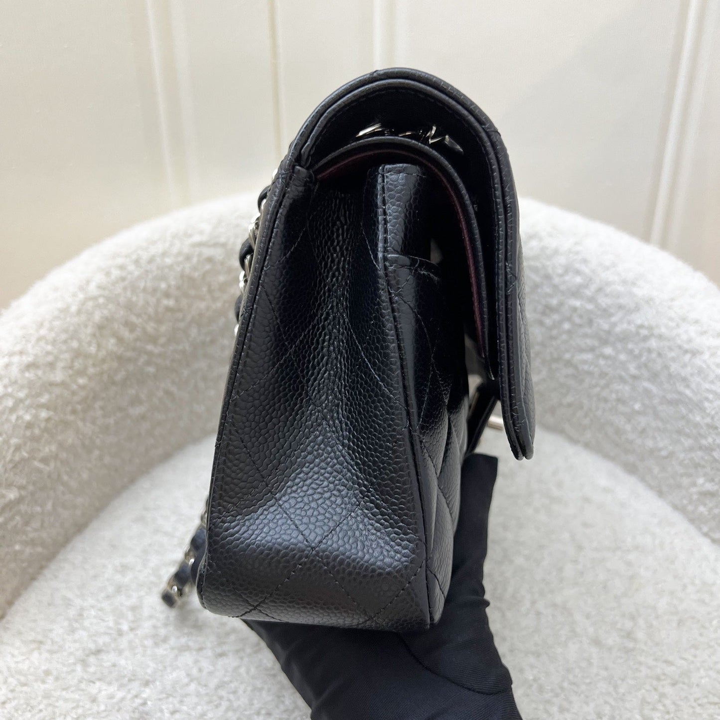 [Local Full Set - Original Receipt - Jun 2021] Chanel Medium Classic Flap CF in Black Caviar and SHW (Model: A01112)