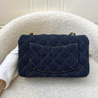 Chanel Mini Rectangle Classic Flap in 25C Dark Blue Denim and AGHW (Model: A69900)