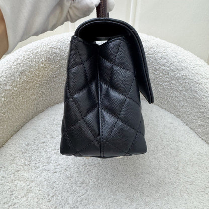 Chanel Small (24cm) Coco handle in Black Caviar, Burgundy Lizard Embossed Calfskin Handle and LGHW (Model: A92990)